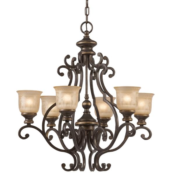 slide 1 of 1, Norwalk 6 Light Bronze Umber Chandelier - 28'' W x 29.5'' H 28'' W x 29.5'' H
