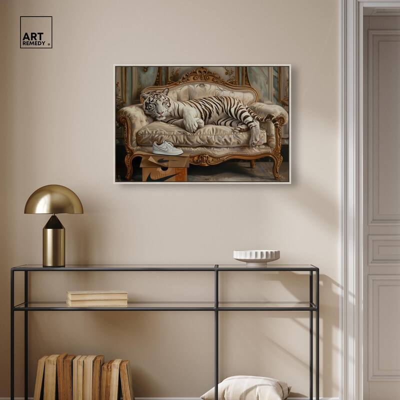 Lounging Sneaker Tiger Canvas by Art Remedy