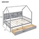 preview thumbnail 8 of 22, Full Size House Bed for Kids with Storage Drawers and Shelf, Wooden Bed with Roof