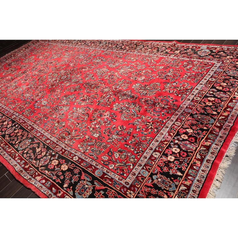 Hand Knotted Lilihaan Coral,Black Persian Wool Traditional Oriental Area Rug (Palace) - 8' 10'' x 16' 3''