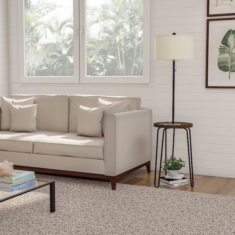 Lavish Home 59" Floor Lamp with Side Table, USB Port, and Hairpin Legs
