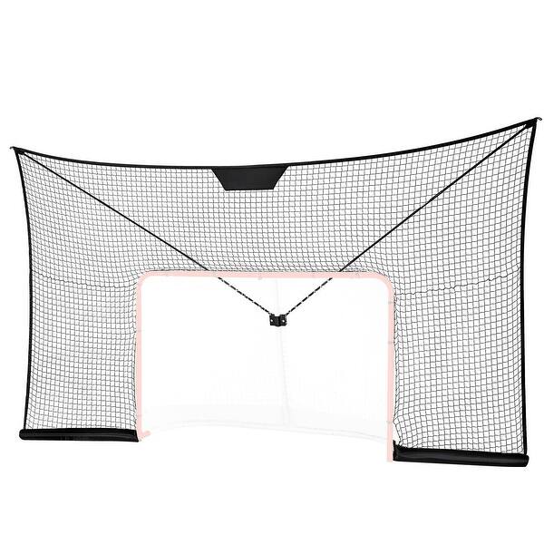 slide 2 of 11, Black Hockey Net Backstop with Iron Frame and Sandbag Design Black