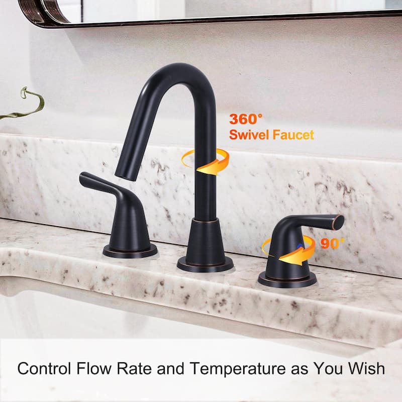 WOWOW 8 in. Widespread Double Handle Bathroom Faucet