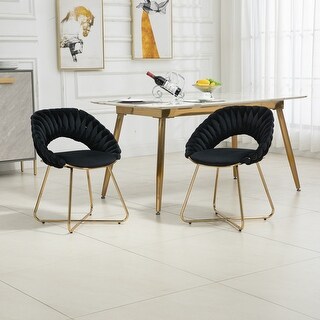 Mid-Century Upholstered Velvet Dining Chairs with Gold Legs, Set of 2 ...