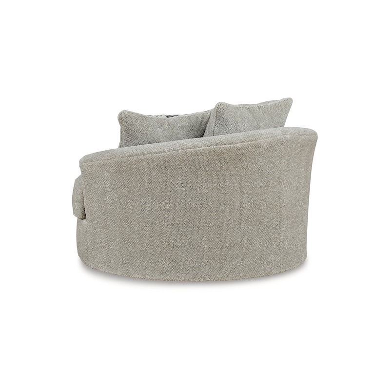 Signature Design by Ashley Calnita Brown/Gray Oversized Swivel Accent Chair - 56"W x 55"D x 36"H