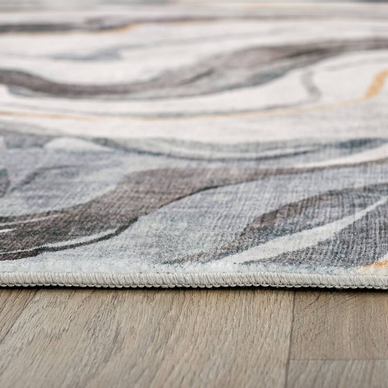 World Rug Gallery Contemporary Marble Washable Non Slip Area Rug