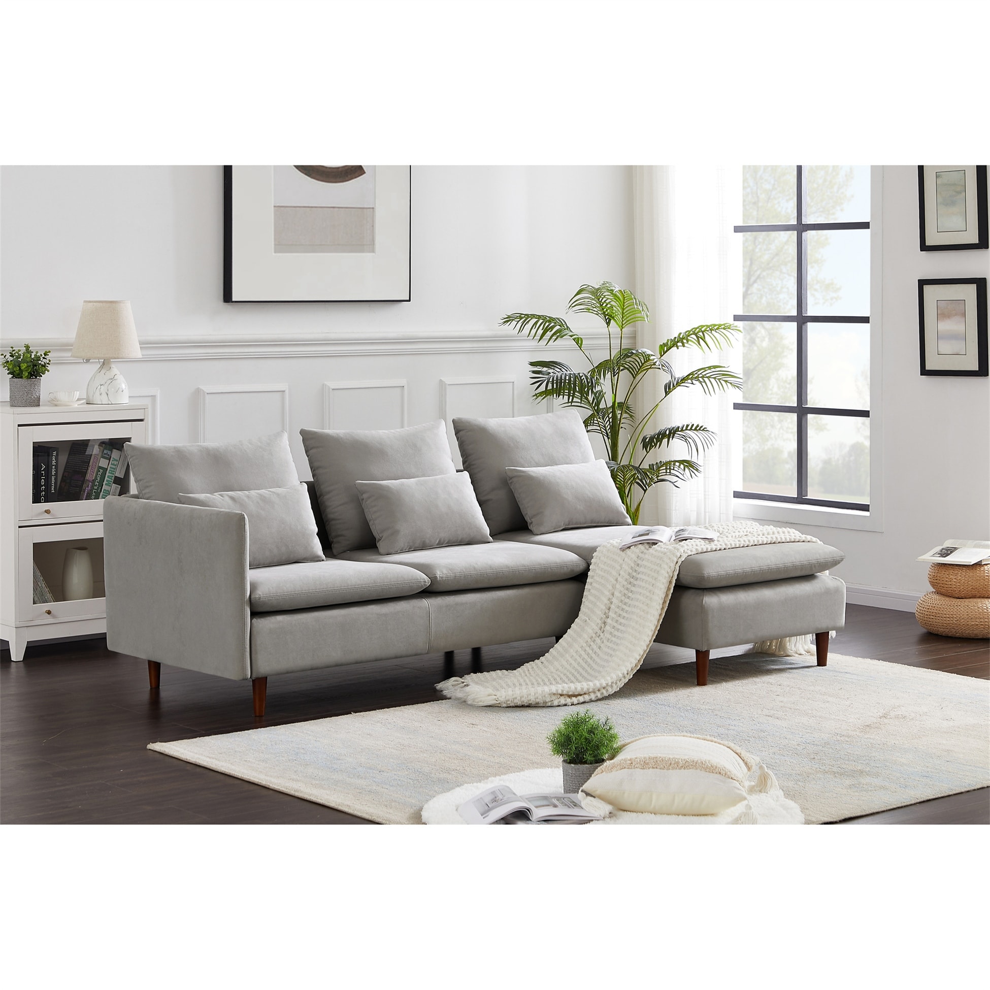 Gray suede sectional discount