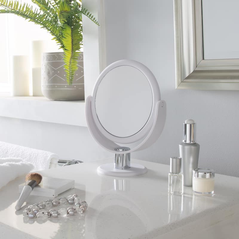 Home Details Dual Sided 10X Magnification 7" Rubberized Vanity Mirror in White