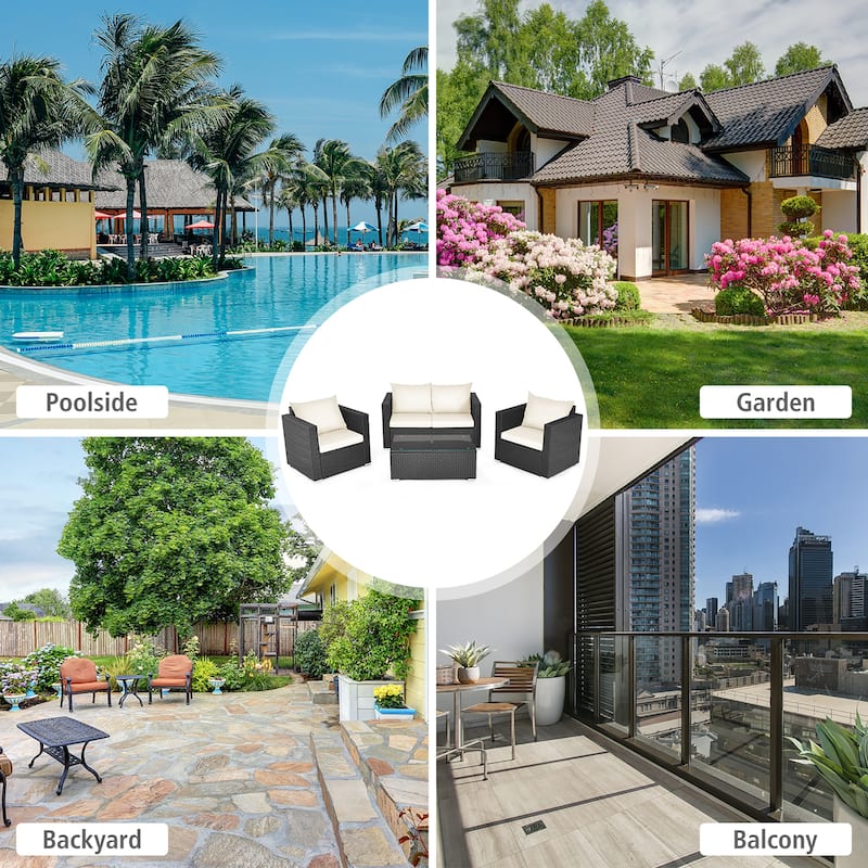 Costway 8PCS Patio Rattan Furniture Set White - See Details