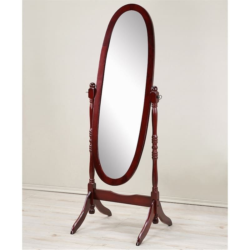 Traditional Queen Anna Style Wood Floor Cheval Mirror - Cherry