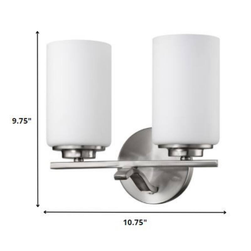 Modern Wall Mounted Vanity Light with Opal Etched Glass Shades and 2-Light Hardwired Fixture for Dry Locations
