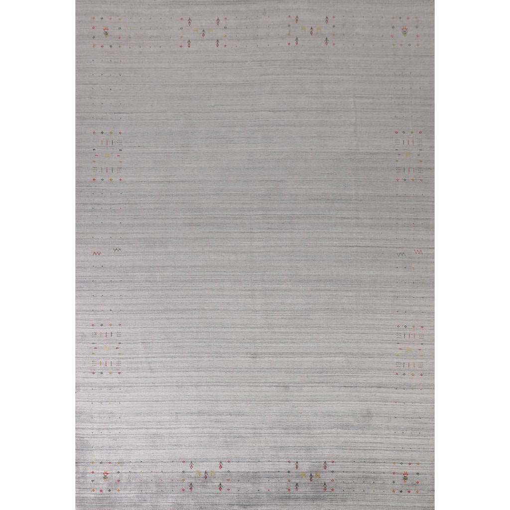 Striped Gabbeh Indian Area Rug Handmade Wool Carpet - 9'3" x 11'8"