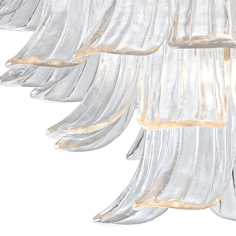 24'' Wide Vintage Mid-Century Modern Flush Mount 4-Light 4-Tier Clear Art Glass Pendant With Antique Bronze Finish - W24''