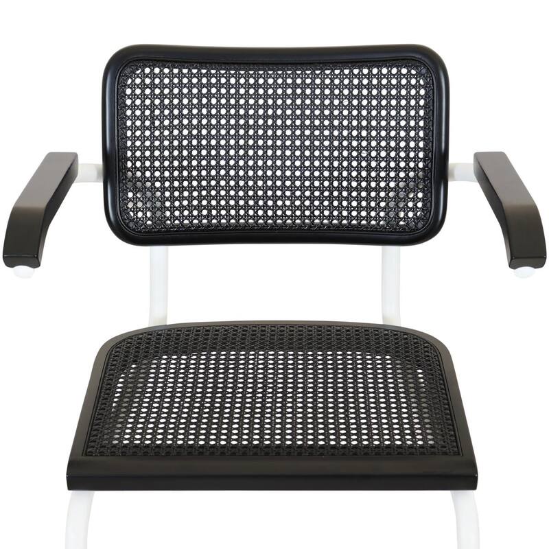 Breuer Chair Company Marcel Breuer Cesca Cane Cantilever Armchair Arm Chair w/ White Steel Frame (Various Wood & Cane Colors)