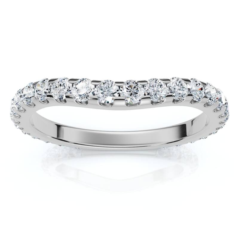 Bliss Diamond 5/8Ct Curved Diamond Wedding Anniversary Matching Band Gold Ring Lab Grown