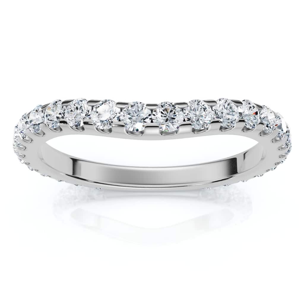 Bliss Diamond 5/8Ct Curved Diamond Wedding Anniversary Matching Band Gold Ring Lab Grown