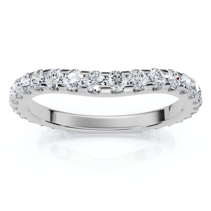 Bliss Diamond 5/8Ct Curved Diamond Wedding Anniversary Matching Band Gold Ring Lab Grown - 5.5 - White