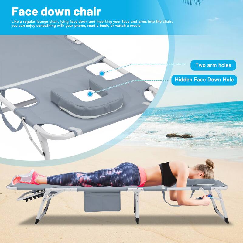 3-in-1 Heavy Duty Tanning Chair with Face Hole