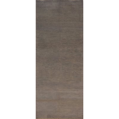 Gray & Beige Modern Gabbeh Runner Rug Handmade Wool Carpet - 2'8" x 9'6"