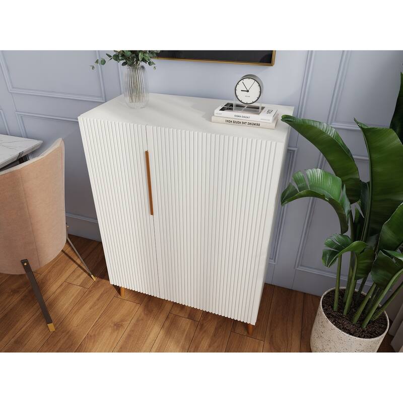 Modern White Sideboard Cabinet with Gold Handles