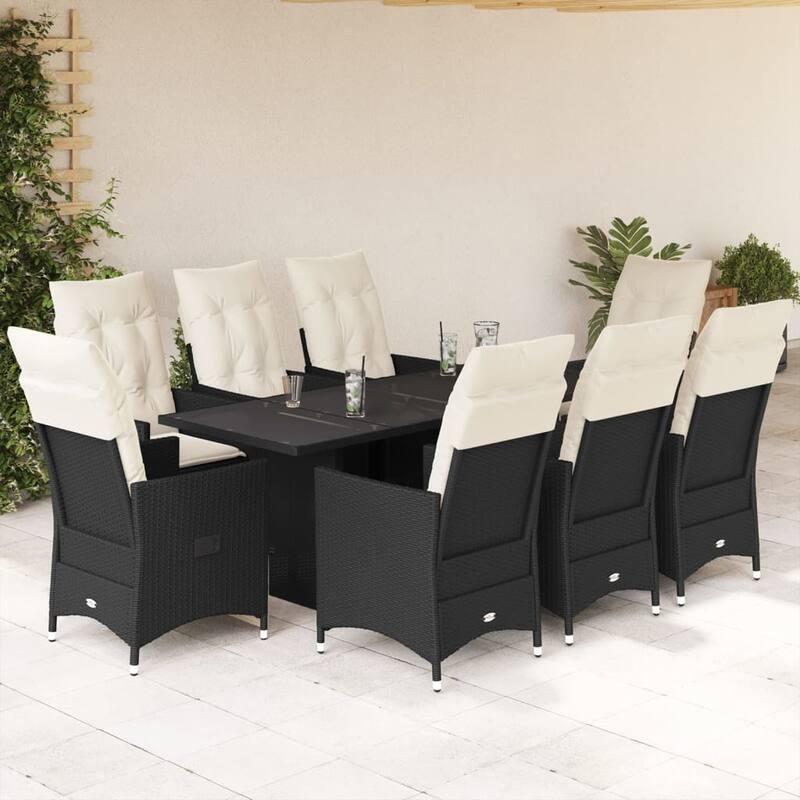 vidaXL Garden Dining Set Black, Cream White - 23.2 x 22.0 x 36.2 in - Black-3