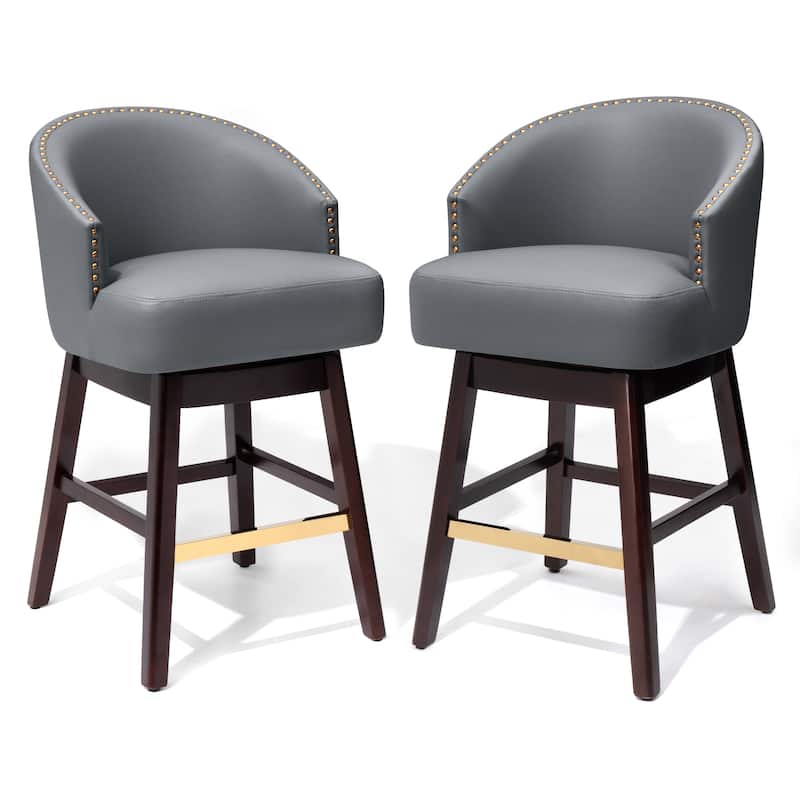 Pellebant 26.4''/31.9"H Height Solid Wood Swivel Indoor Bar Stools