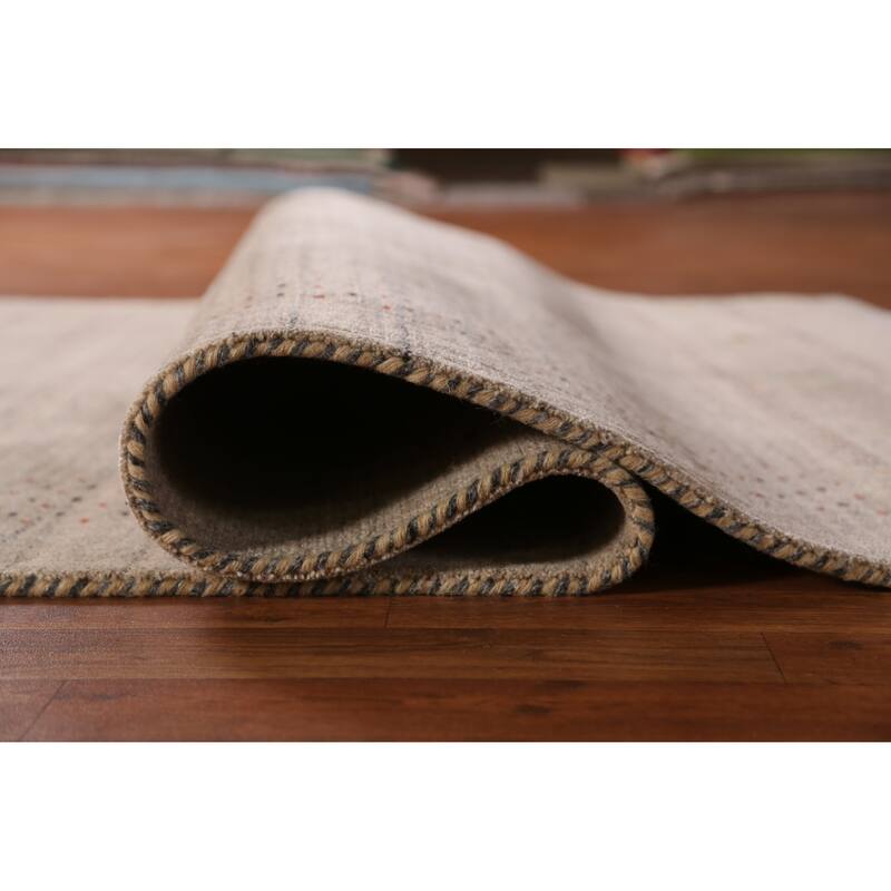 Tribal Gabbeh Indian Rug Hand-Knotted Beige Wool Carpet - 5'2" x 7'9"