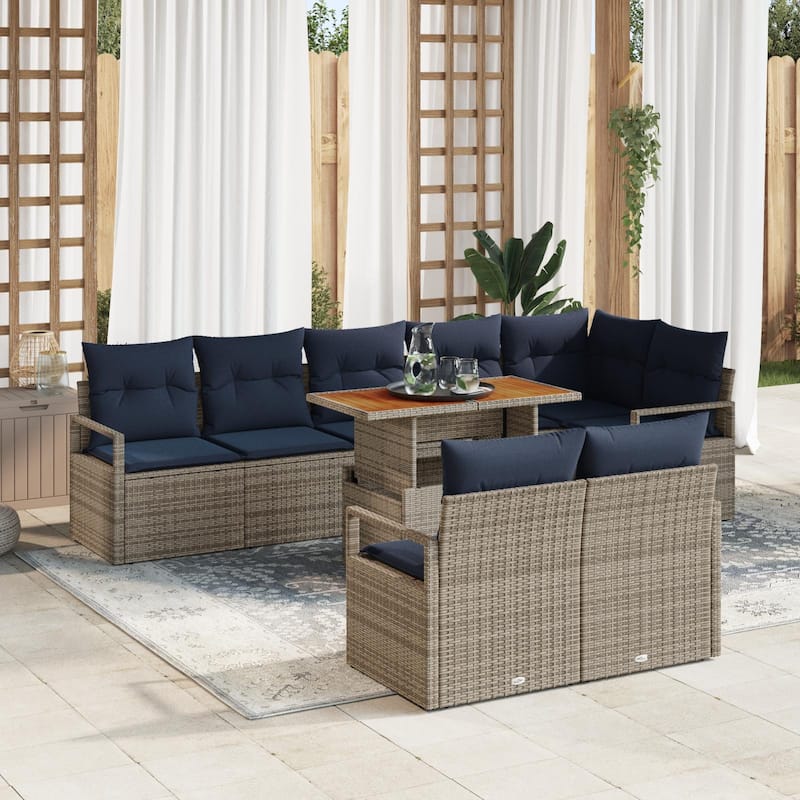 vidaXL 9 Piece Garden Sofa Set with Cushions - 113×48×27.2 - Grey