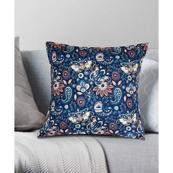 blue paisley throw pillows