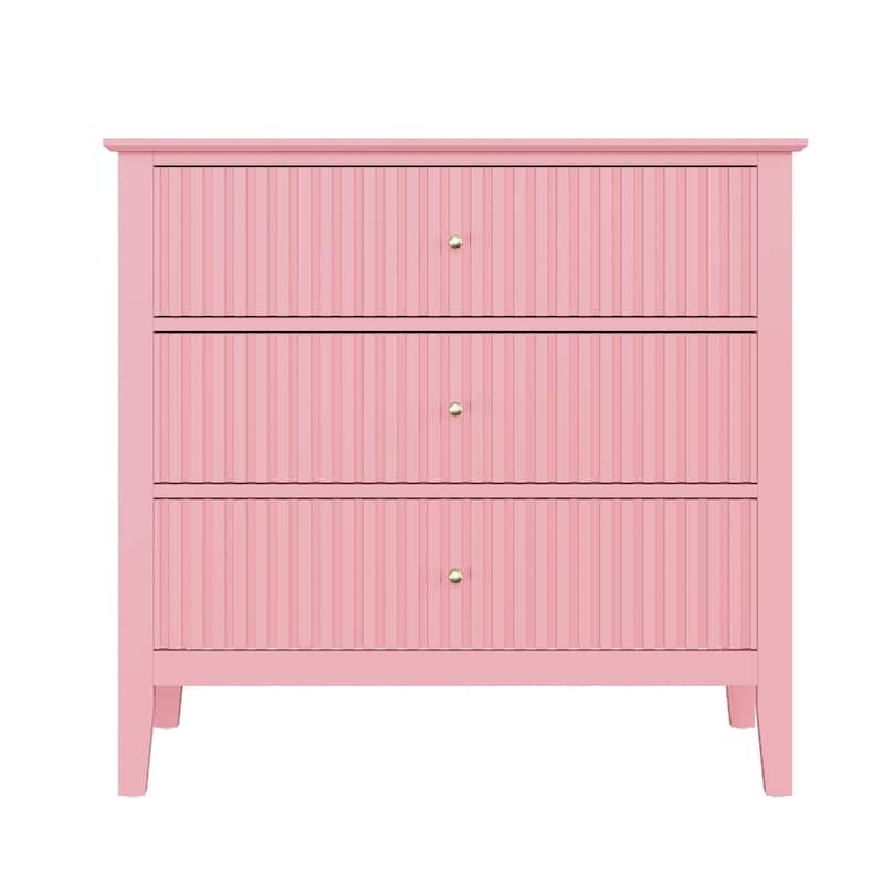 Fluted 3 Drawer Dresser - Pink