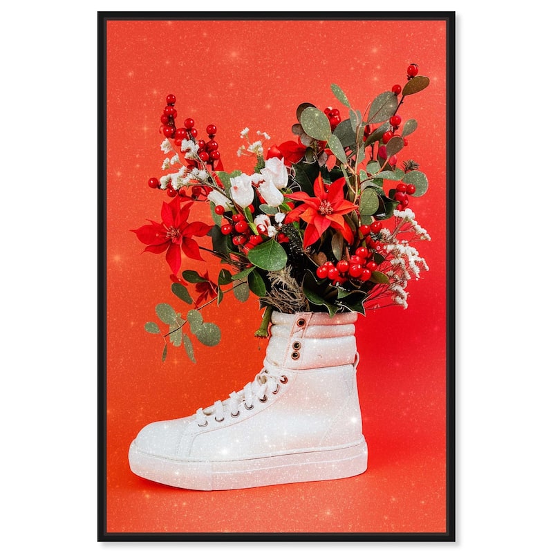 Christmas Sneaker Canvas by Art Remedy - Black - 10" x 15"