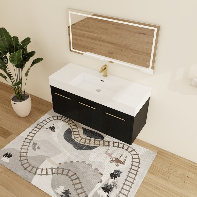 Malwee 24"/30"/36"/48" Floating Bathroom Vanity with Sink, Wall Mounted Bathroom Vanity with Soft Close Doors