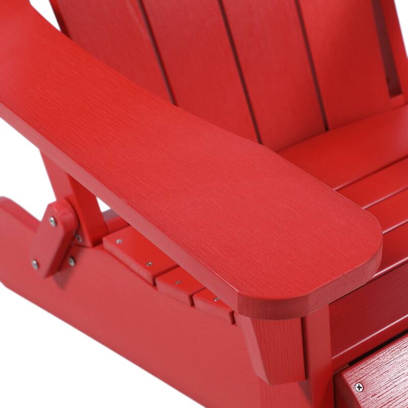 Hurley Folding Poly Plastic Adirondack Chair with Pull-out Ottoman