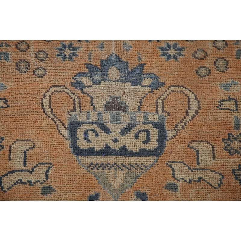 Vegetable Dye Mashad Persian Vintage Area Rug Hand-knotted Wool Carpet - 9'7" x 12'6"