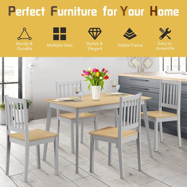 5 Pcs Mid Century Modern Dining Table Set 4 Chairs W Wood Legs Kitchen On Sale Overstock 31045207