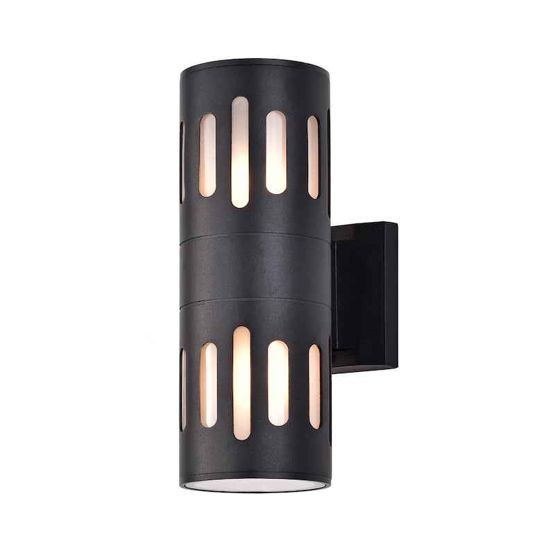 C Cattleya Die-cast Aluminum Cylinder Outdoor Wall Sconce - Matte Black