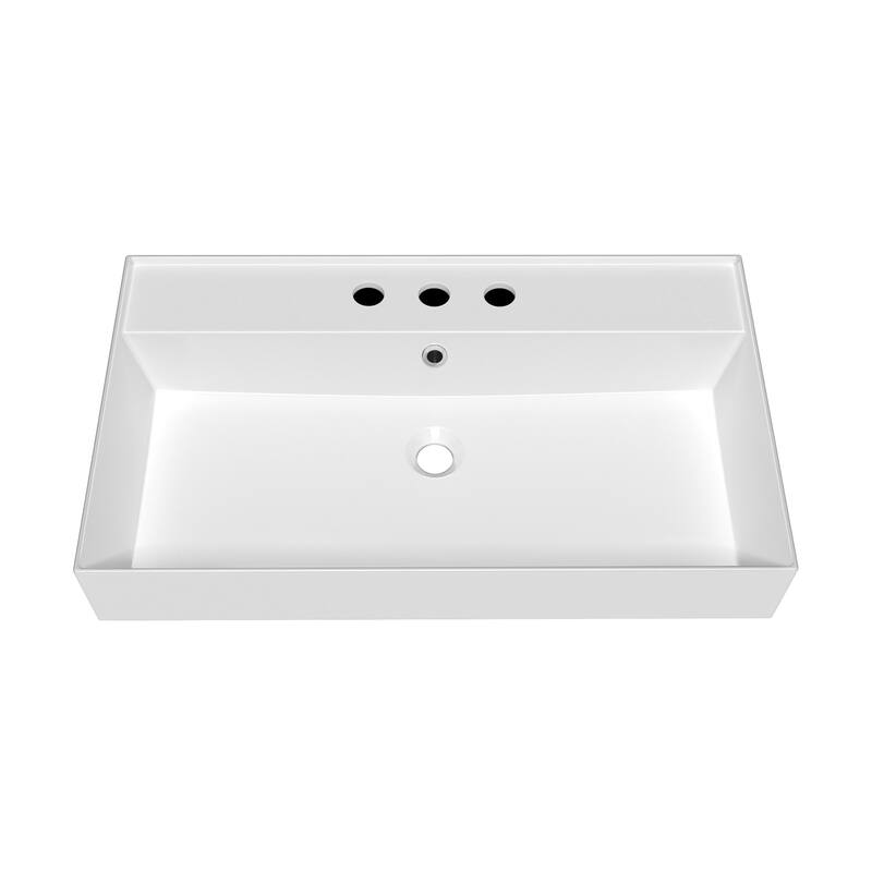 Whitehaus B-AG81-3H 31-7/8" Rectangular Vitreous China Wall Mounted