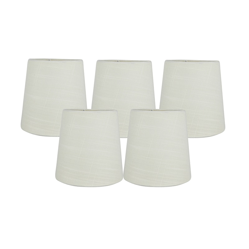 MERIVILLE Linen Clip On Chandelier Lamp Shades, 4-inch by 5-inch by 5-inch - Set of 5 - Eggshell