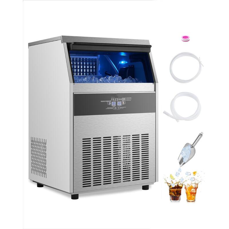 200LBS/Day Freestanding Ice Maker with 108 Ice Trays and 66LBS Storage Bin Digital Control Panel - 23.2 x 23 x 34.4 in