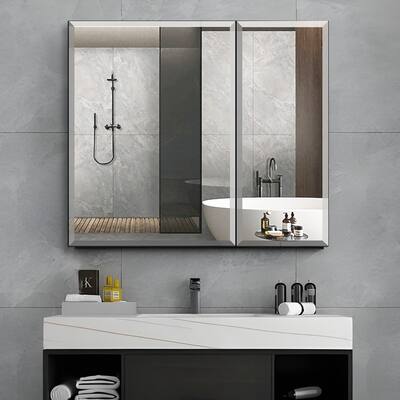 30*26 inch Medicine cabinet with Mirror Surface Mount or Recess aluminum Large storage space