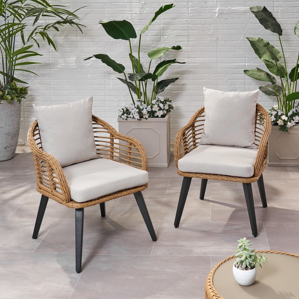 Tatiana Indoor/Outdoor Wicker Club Chairs with Cushions (Set of 2) by Christopher Knight Home