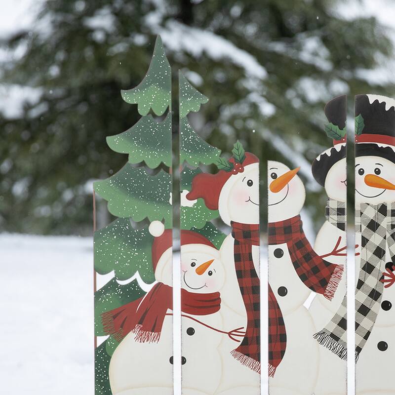 Glitzhome 41.5"H Metal Snowman Family or Nativity Combo Yard Stake Christmas Decor