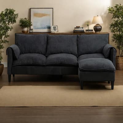 78.74" 3-Seater L-Shaped Convertible Sectional Sofa with Footstools and Storage