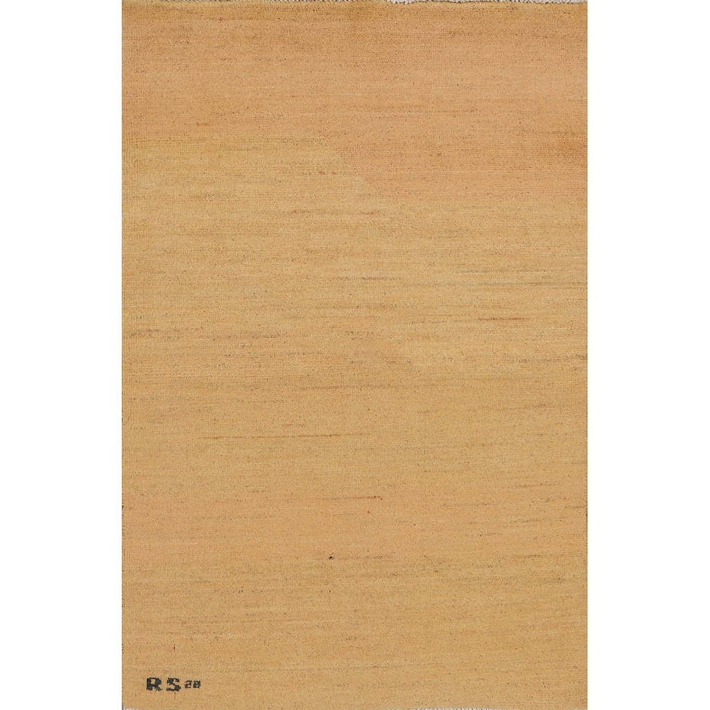 Modern Gabbeh Foyer Rug Handmade Stripe Wool Carpet - 2'7"x 4'1"