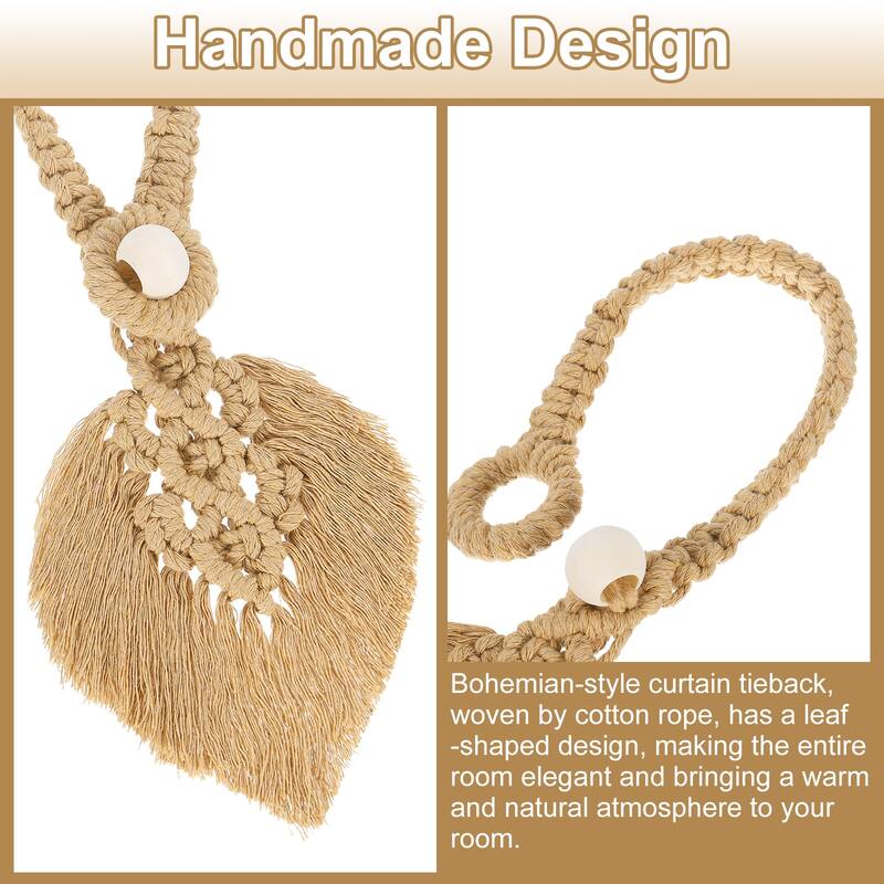 Tassel Curtain Tiebacks, Bohemian Leaf Curtain Holdbacks