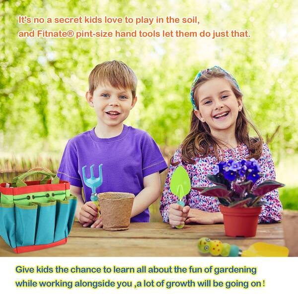 Shop 6pcs Kids Garden Tools Set W Watering Can Shovel Rake Fork Children Gloves Garden Tote Bag Overstock 26889557