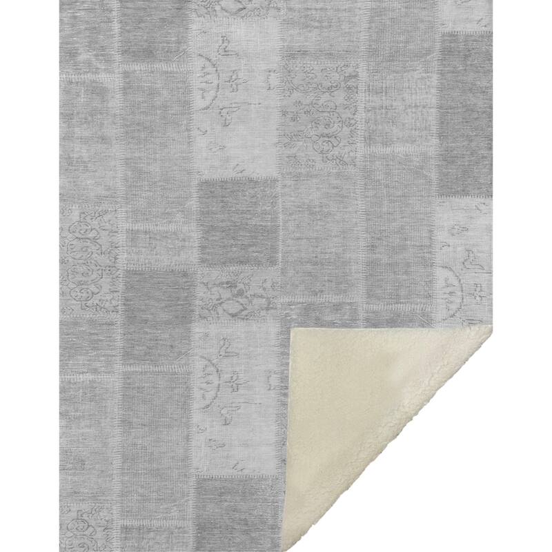 Premium Machine Washable Vintage Patchwork Sherpa Throw Blanket
