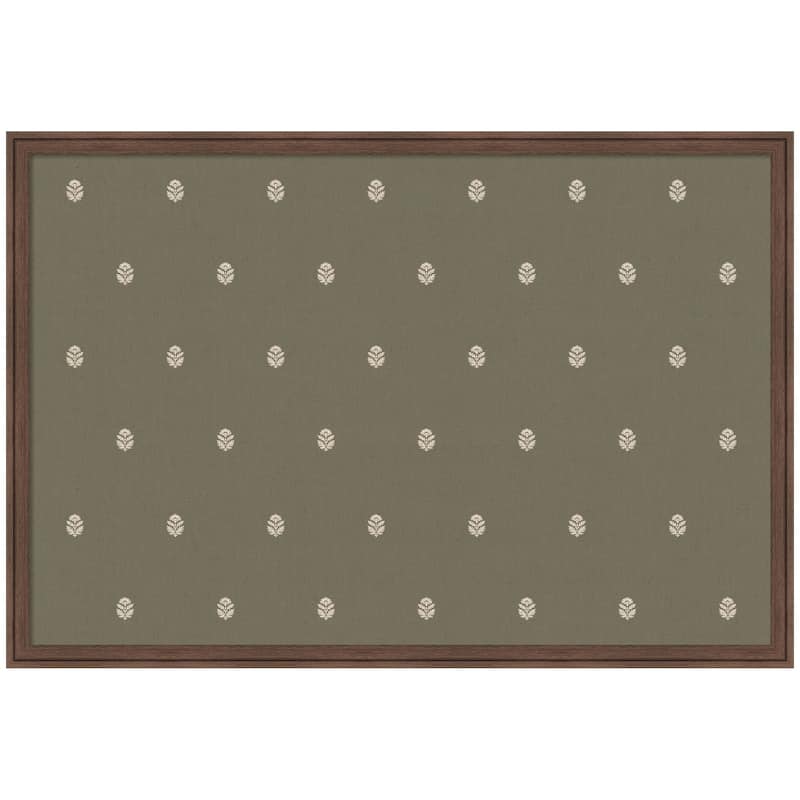 Kate and Laurel Pinboard Green Botanical Block Print - 38x26 - Florence Medium Brown