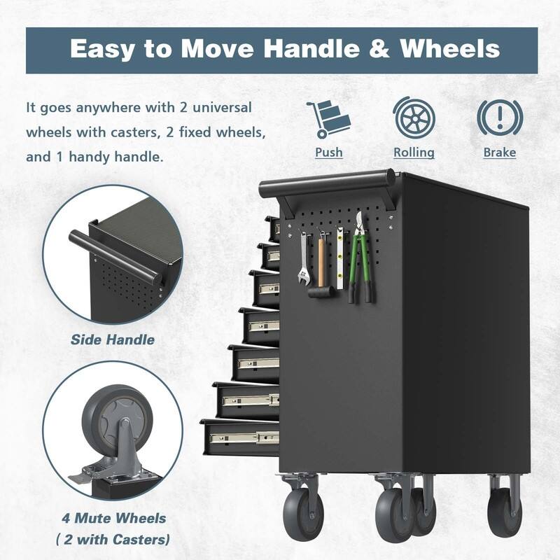 7-Drawer Heavy Duty Rolling Tool Chest Tool Storage Box - N/A