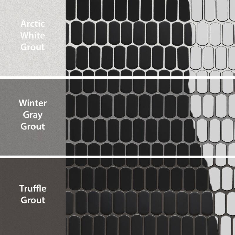 Merola Tile Hudson Capsule Glossy Black 12-1/4" x 13-1/8" Porcelain Floor and Wall Tile